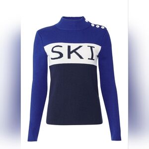 Tory Burch Blue White Black 'SKI' Cowl Sweater